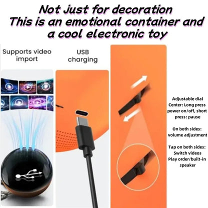 Customizable Art Glass Ball Lamp with Spherical Pixel Display and Detachable Video and Sound Game Screen