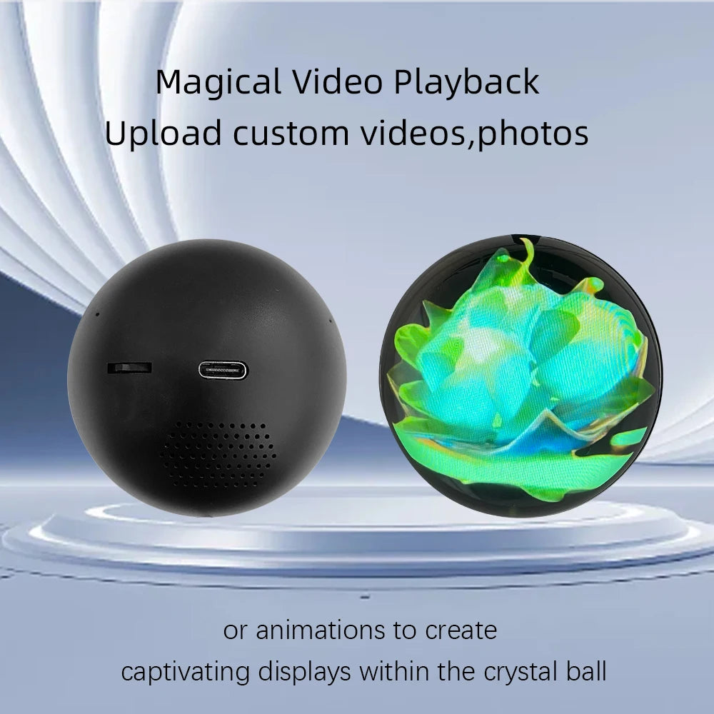 Customizable Art Glass Ball Lamp with Spherical Pixel Display and Detachable Video and Sound Game Screen