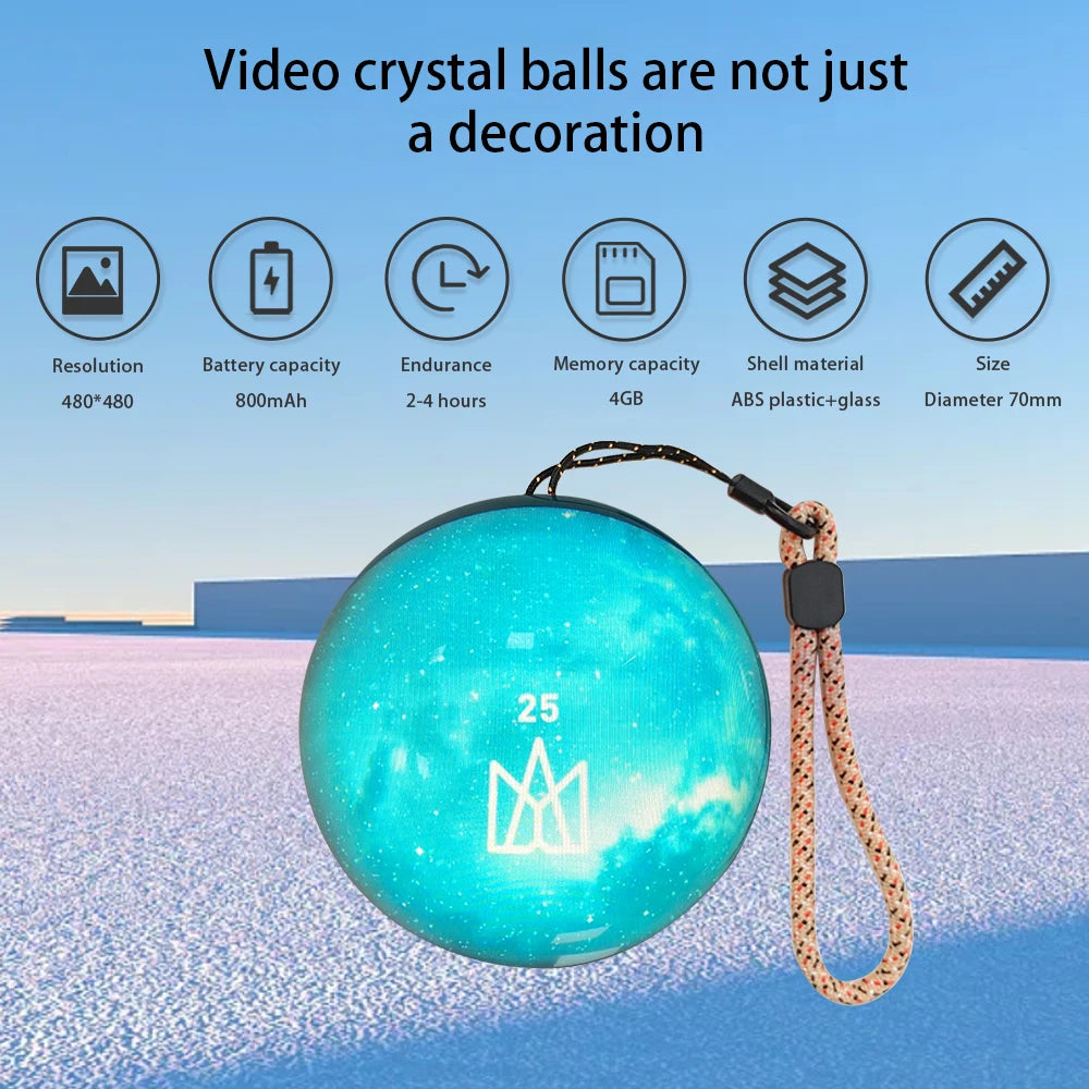 Customizable Art Glass Ball Lamp with Spherical Pixel Display and Detachable Video and Sound Game Screen
